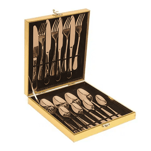24 Pcs Stainless Steel Cutlery Set Fork Knife Spoon Family Tea Cafe Dinner AU (Rose Gold)