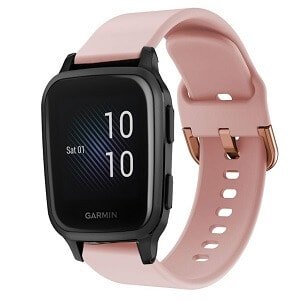 Garmin Venu SQ Silicone Wristband Adjustable Silicone Sports Rubber Smart Watch Band Kit (Rose Gold)