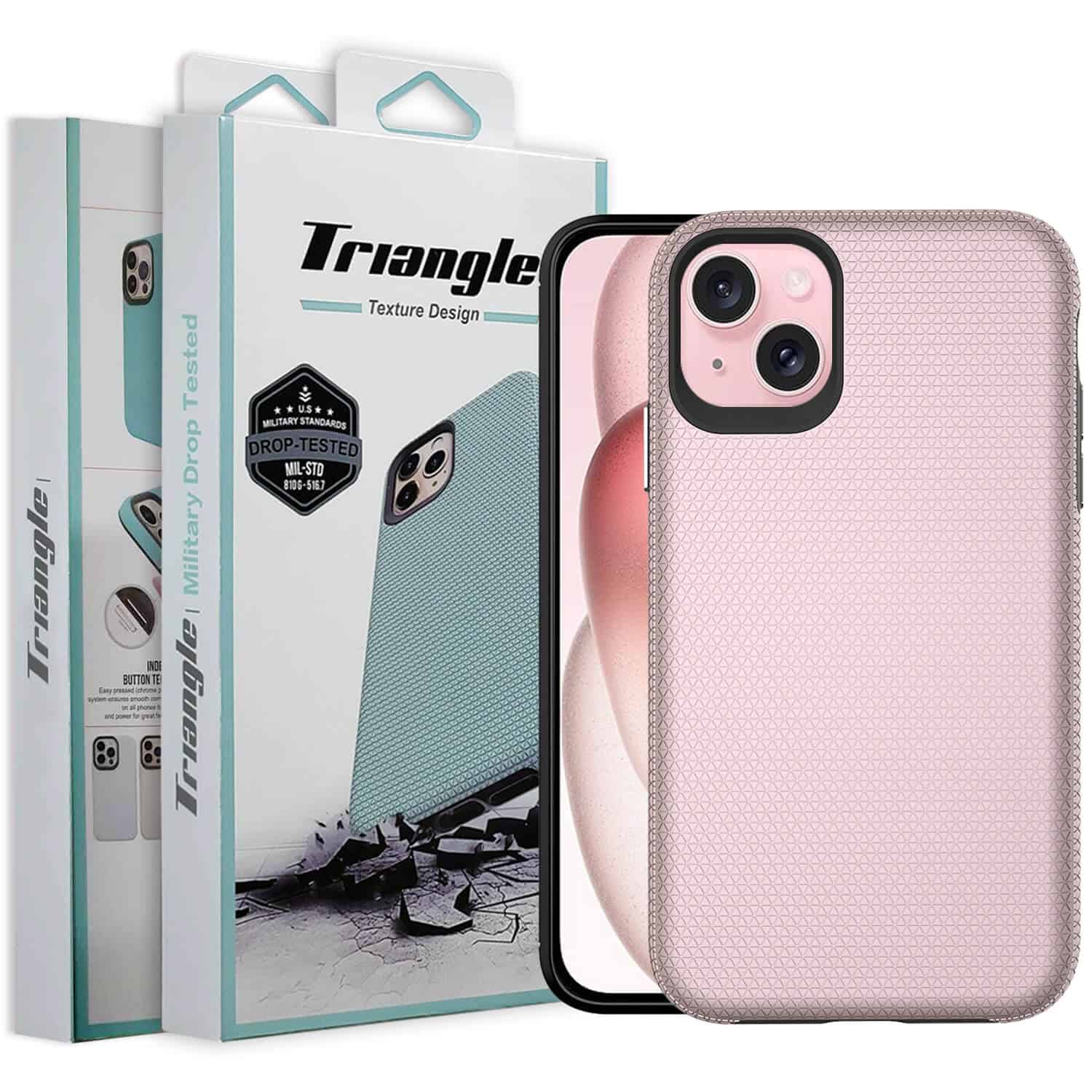 Rose Gold Triangle Shockproof Case for iPhone 15