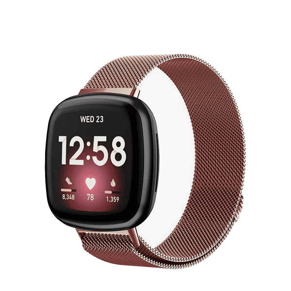 For Fitbit Sense /Fitbit Sense 2 Magnetic Milanese Band Stainless Steel Loop Mesh Wristband Strap Bracelet (Rose Gold)