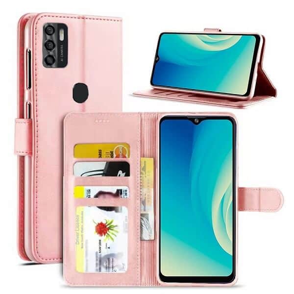 ZTE Blade A7s 2020 Wallet Case Flip Leather Card Holder Slots Magnetic Shockproof Cover (Rose Gold)