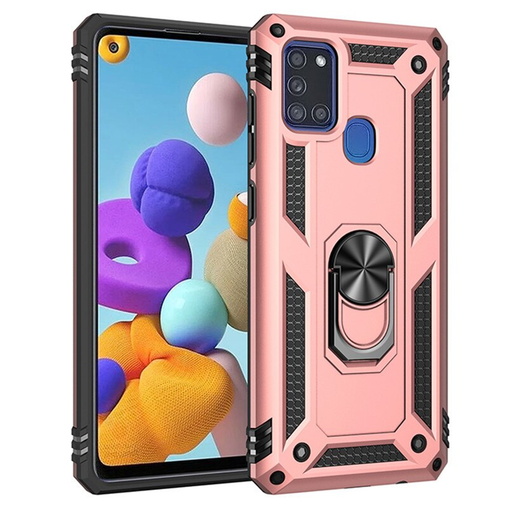 For Samsung Galaxy A21S Shockproof Case Magnetic Car Mount Ring Cover