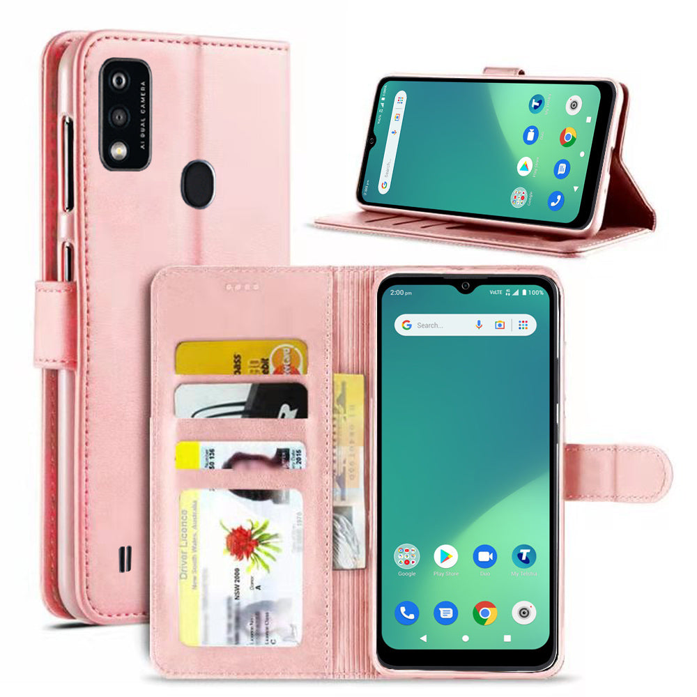 For TCL 605 SE NxtPaper 5G SupRShield Case Leather Card Holder Wallet Flip Cover