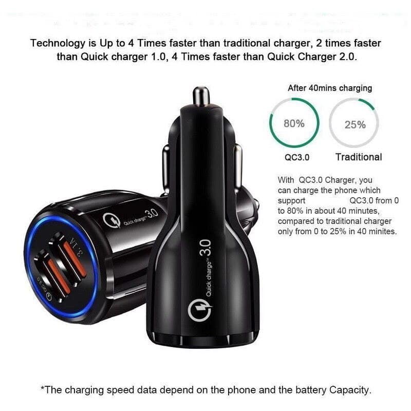 QC3.0 35W 2 USB Ports 6A Fast Charging Car Charger Quick Charge Mobile Phone Charger for iPhone Samsung Nokia Oppo Moto Google