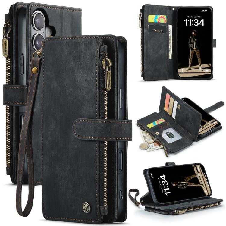 CaseMe C30 For Apple iPhone 18 17 Pro Max Air Vintage Leather Folio Zipper Wallet Case with Magnetic Closure and 7 Card Slots