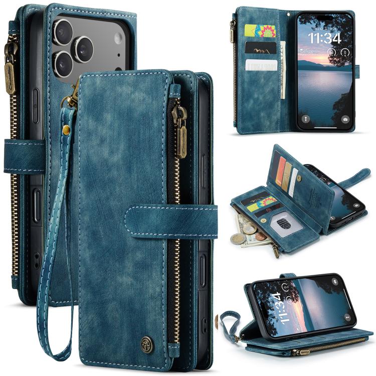 CaseMe C30 For Apple iPhone 18 17 Pro Max Air Vintage Leather Folio Zipper Wallet Case with Magnetic Closure and 7 Card Slots