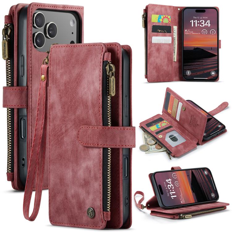 CaseMe C30 For Apple iPhone 18 17 Pro Max Air Vintage Leather Folio Zipper Wallet Case with Magnetic Closure and 7 Card Slots