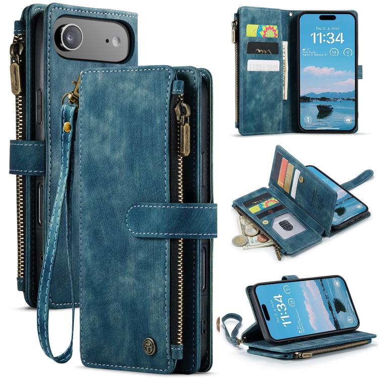 CaseMe C30 For Apple iPhone 18 17 Pro Max Air Vintage Leather Folio Zipper Wallet Case with Magnetic Closure and 7 Card Slots