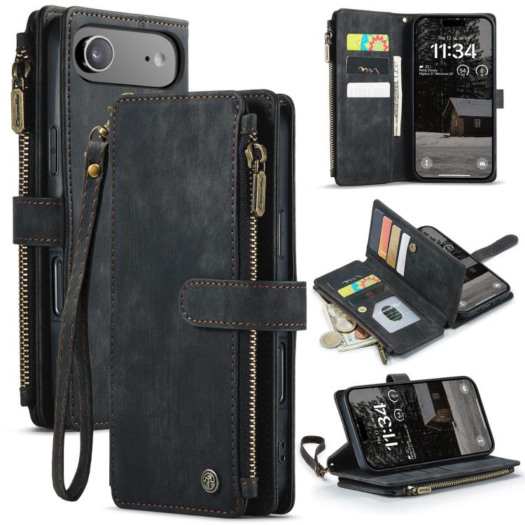 CaseMe C30 For Apple iPhone 18 17 Pro Max Air Vintage Leather Folio Zipper Wallet Case with Magnetic Closure and 7 Card Slots