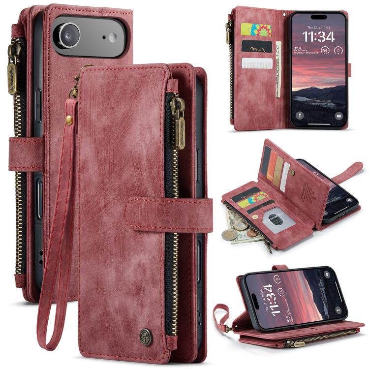 CaseMe C30 For Apple iPhone 18 17 Pro Max Air Vintage Leather Folio Zipper Wallet Case with Magnetic Closure and 7 Card Slots