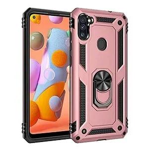 Samsung Galaxy A11 Shockproof Magnetic Car Mount Ring Case Cover (Rose Gold)