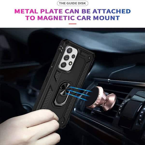 Samsung Galaxy A13 4G Anti Scratch Rugged Magnetic Car Mount Ring Shockproof Heavy Duty Cover (Black)