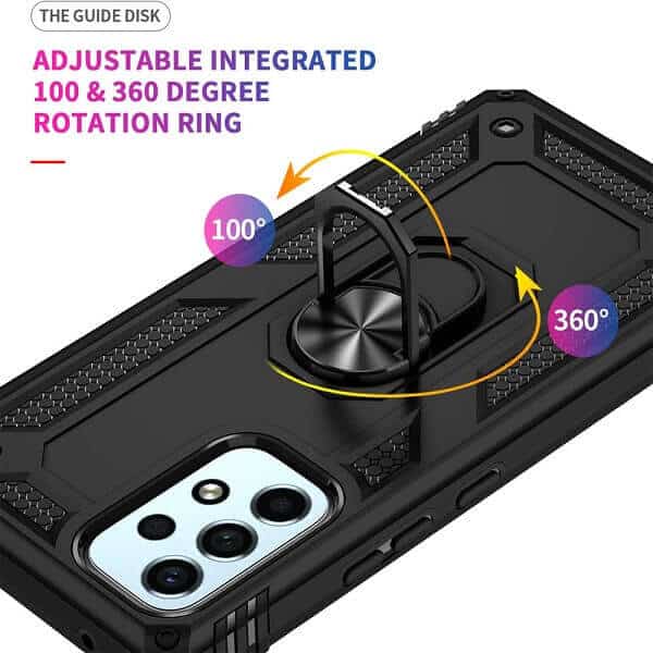 Samsung Galaxy A13 4G Anti Scratch Rugged Magnetic Car Mount Ring Shockproof Heavy Duty Cover (Black)