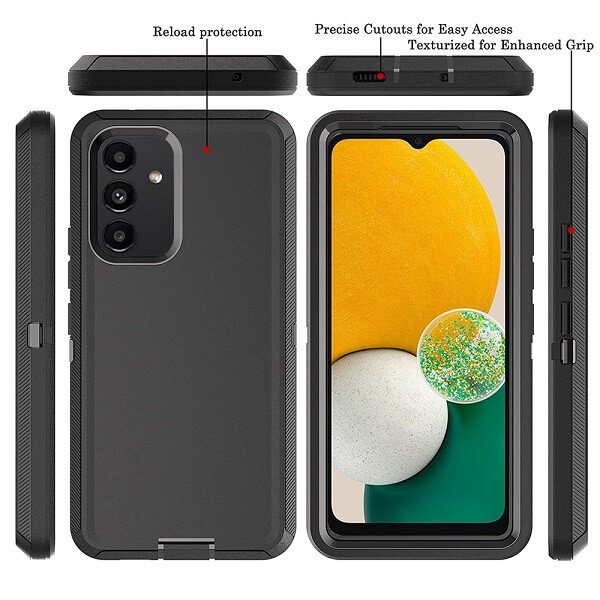 Samsung Galaxy A13 5G Case Drop Resistant Defender Tradies Heavy Duty Rugged Shockproof Tough Cover (Black)