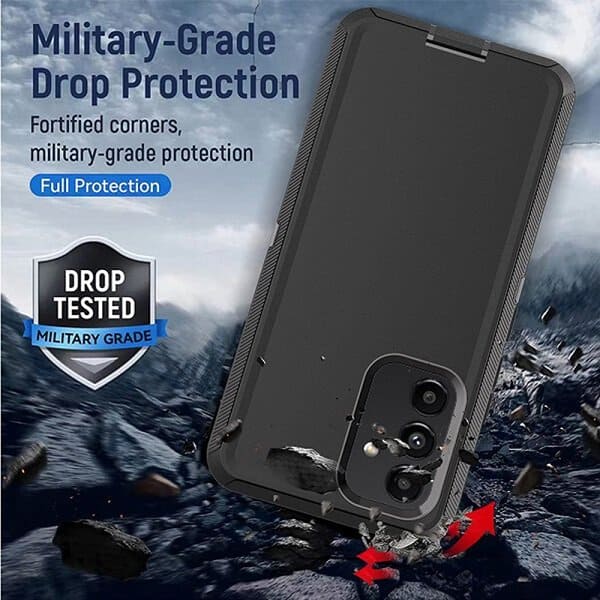 Samsung Galaxy A13 5G Case Drop Resistant Defender Tradies Heavy Duty Rugged Shockproof Tough Cover (Black)