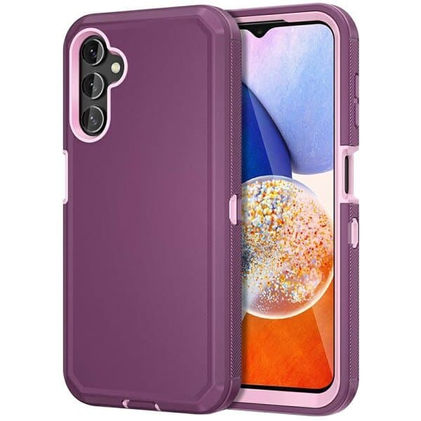 Samsung Galaxy A14 5G Case Drop Resistant Defender Tradies Heavy Duty Rugged Shockproof Tough Cover (Purple)