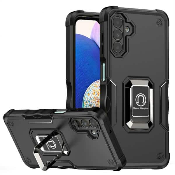 Samsung Galaxy A14 5G Magnetic Ring Rugged Shockproof Case Heavy Duty Protective Back Cover (Black)