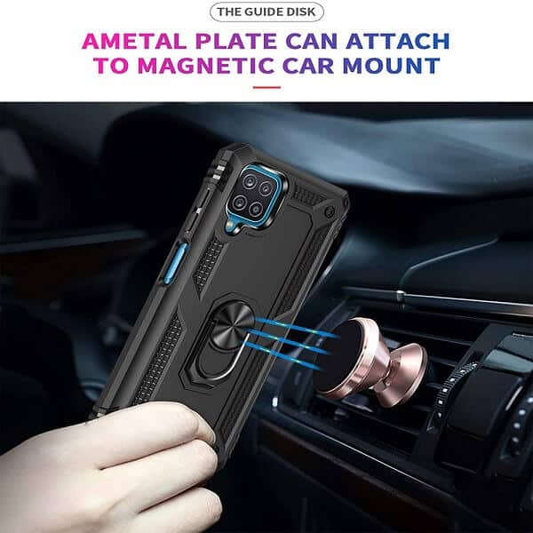 Samsung Galaxy A22 4G Magnetic Ring Rugged Shockproof Case Heavy Duty Protective Back Cover (Black)