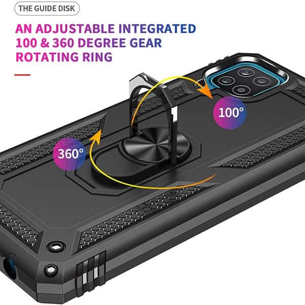 Samsung Galaxy A22 4G Magnetic Ring Rugged Shockproof Case Heavy Duty Protective Back Cover (Black)