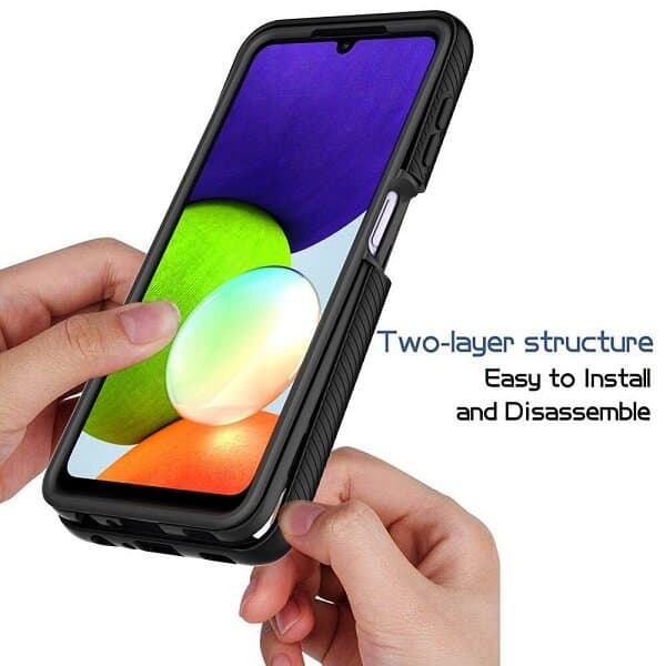 Samsung Galaxy A22 4G Military Grade Full Body Shockproof Clear Heavy Duty Case Bumper Drop Protection Tough Cover (Black)