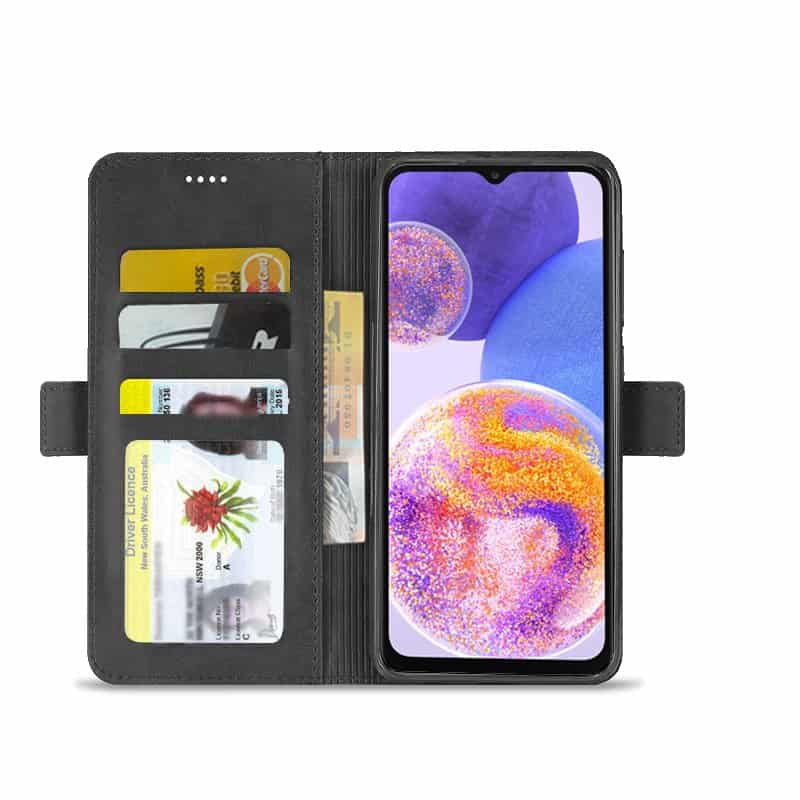 Samsung Galaxy A23 4G A23 5G SupRShield Wallet Leather Card Holder Flip Protective Shockproof Magnetic Case Cover (Black)