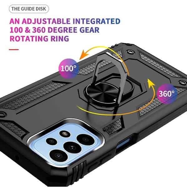 Samsung Galaxy A23 4G Anti Scratch Rugged Magnetic Car Mount Ring Shockproof Heavy Duty Cover (Black)