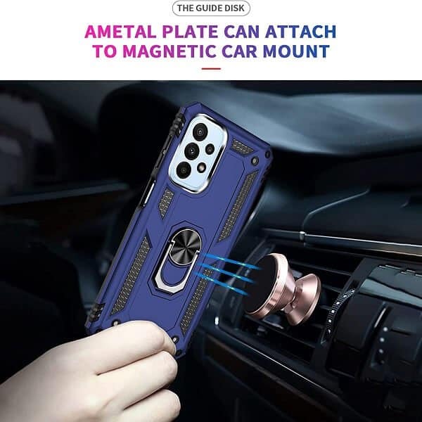 Samsung Galaxy A23 4G Anti Scratch Rugged Magnetic Car Mount Ring Shockproof Heavy Duty Cover (Navy Blue)