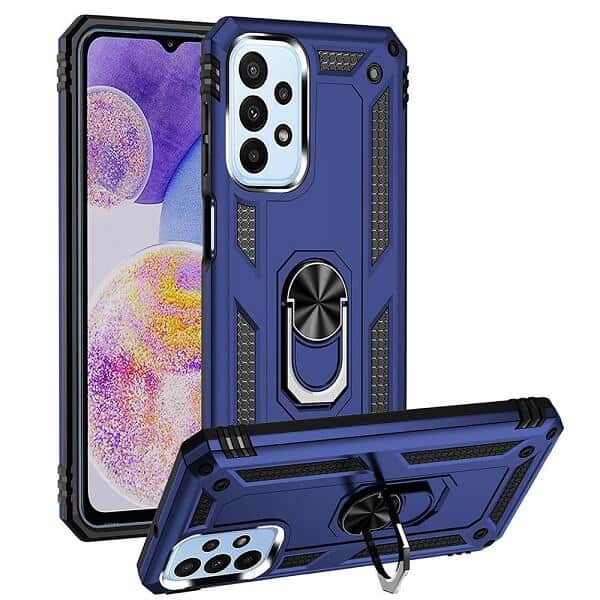 Samsung Galaxy A23 4G Anti Scratch Rugged Magnetic Car Mount Ring Shockproof Heavy Duty Cover (Navy Blue)