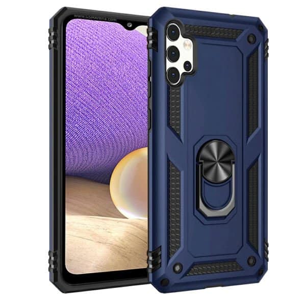 Samsung Galaxy A32 5G Anti Scratch Rugged Magnetic Car Mount Ring Shockproof Heavy Duty Cover (Navy Blue)