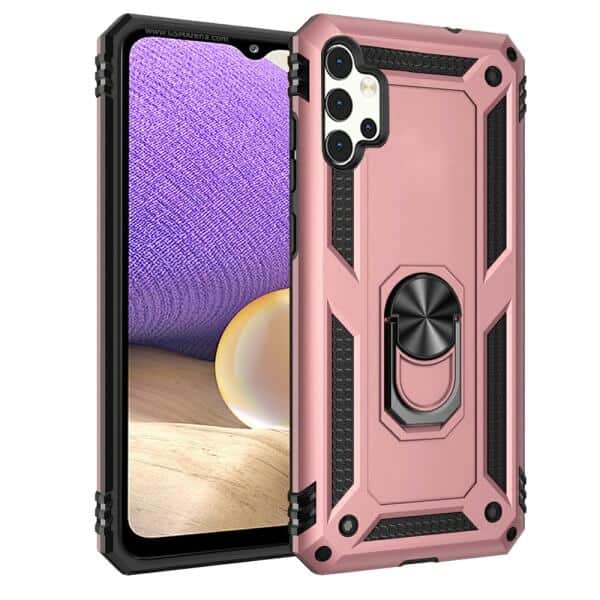 Samsung Galaxy A32 5G Anti Scratch Rugged Magnetic Car Mount Ring Shockproof Heavy Duty Cover (Rose Gold)