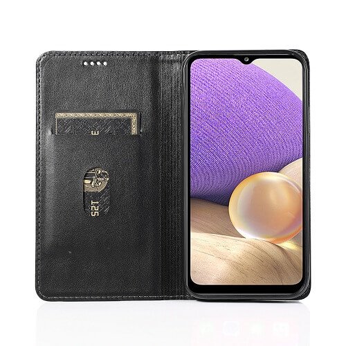 Samsung Galaxy A32 5G SupRShield Wallet Leather Card Holder Flip Protective Shockproof Magnetic Case Cover (Black Style 2)
