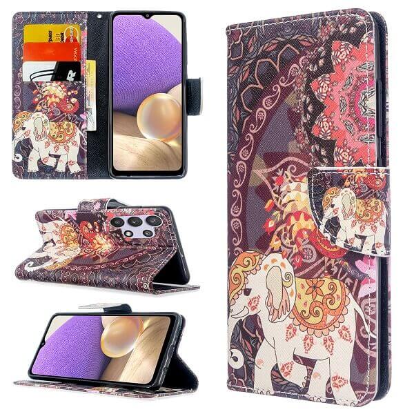 Samsung Galaxy A32 5G Wallet Case Flip Leather Magnetic Stand Cover (Elephant)