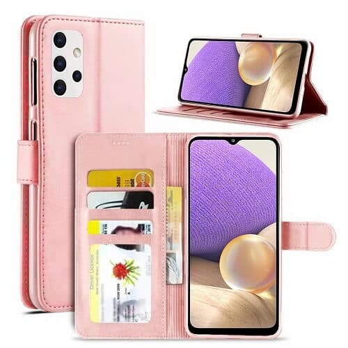 Samsung Galaxy A32 5G Wallet Case Flip Leather Magnetic Stand Cover (Rose Gold)