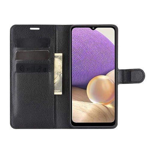 Samsung Galaxy A32 5G Wallet Leather Flip Case Shockproof Magnetic Card Slots Cover (Black)