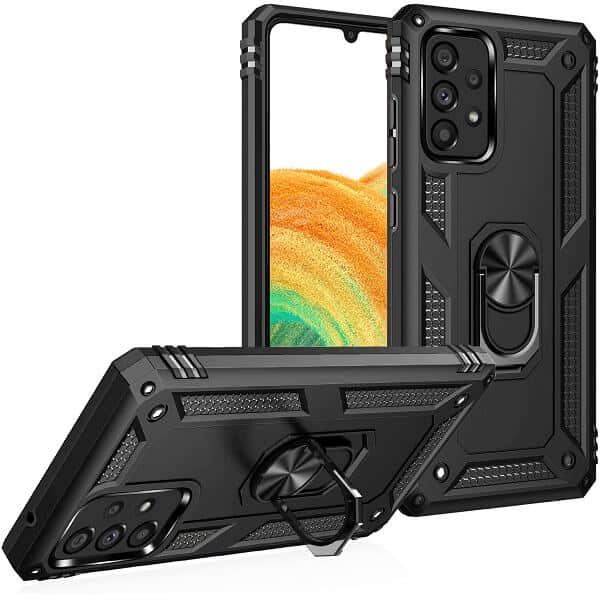 Samsung Galaxy A33 5G Anti Scratch Rugged Magnetic Car Mount Ring Shockproof Heavy Duty Cover (Black)