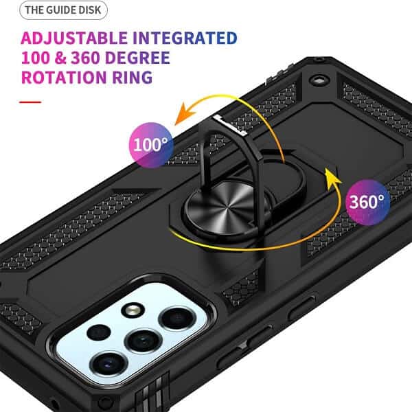Samsung Galaxy A33 5G Anti Scratch Rugged Magnetic Car Mount Ring Shockproof Heavy Duty Cover (Black)