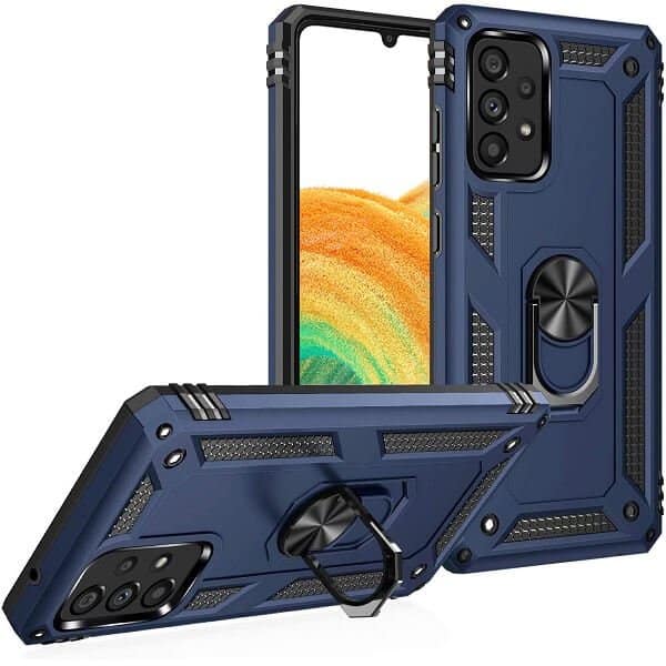 Samsung Galaxy A33 5G Anti Scratch Rugged Magnetic Car Mount Ring Shockproof Heavy Duty Cover (Navy Blue)