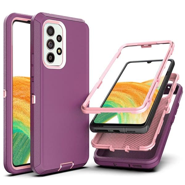Samsung Galaxy A33 5G Case Drop Resistant Defender Tradies Heavy Duty Rugged Shockproof Tough Cover (Purple)