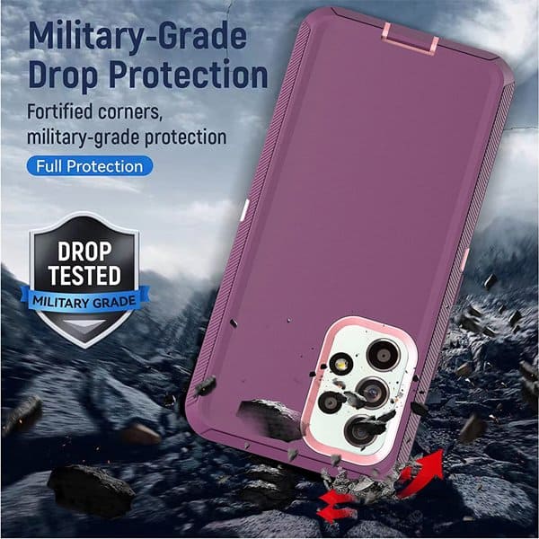 Samsung Galaxy A33 5G Case Drop Resistant Defender Tradies Heavy Duty Rugged Shockproof Tough Cover (Purple)