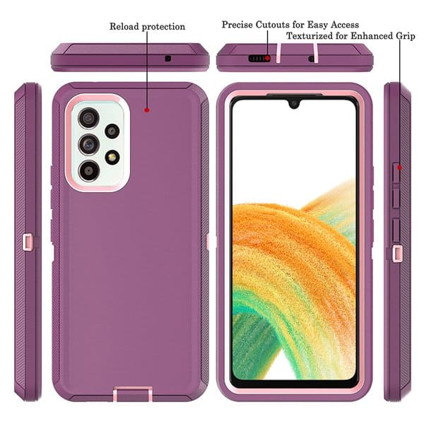 Samsung Galaxy A33 5G Case Drop Resistant Defender Tradies Heavy Duty Rugged Shockproof Tough Cover (Purple)