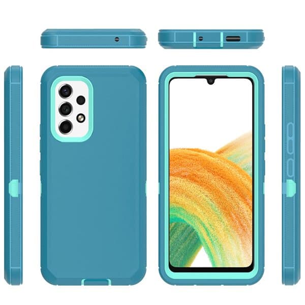 Samsung Galaxy A33 5G Case Drop Resistant Defender Tradies Heavy Duty Rugged Shockproof Tough Cover (Teal)