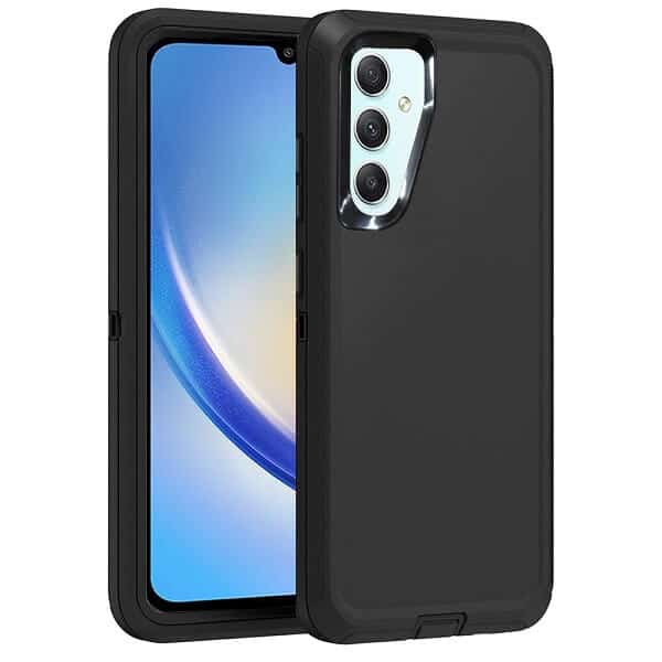 For Samsung Galaxy A34 5G Case Drop Resistant Defender Tradies Heavy Duty Rugged Shockproof Tough Cover (Black)