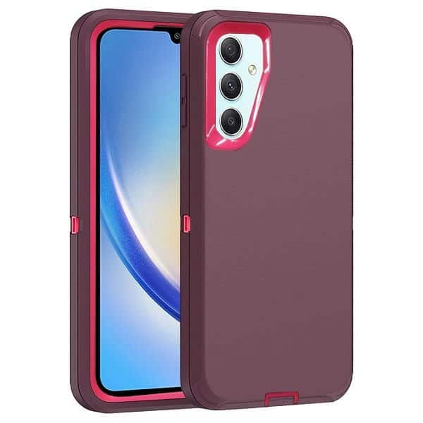 Samsung Galaxy A34 5G Case Drop Resistant Defender Tradies Heavy Duty Rugged Shockproof Tough Cover (Purple)
