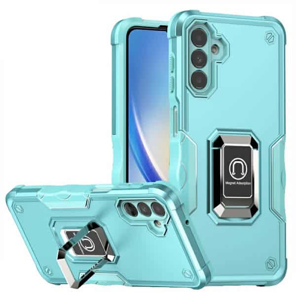 Samsung Galaxy A34 5G Magnetic Ring Rugged Shockproof Case Heavy Duty Protective Back Cover (Aqua)