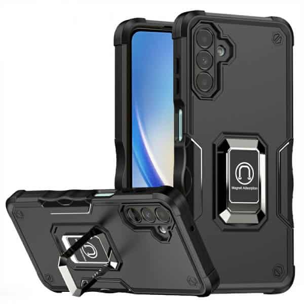 Samsung Galaxy A34 5G Magnetic Ring Rugged Shockproof Case Heavy Duty Protective Back Cover (Black)