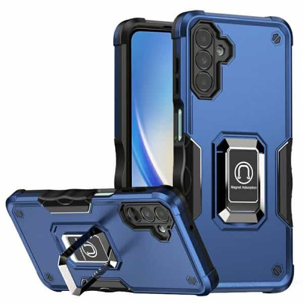 Samsung Galaxy A34 5G Magnetic Ring Rugged Shockproof Case Heavy Duty Protective Back Cover (Blue)
