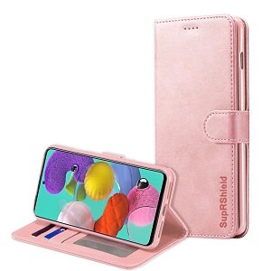 Samsung Galaxy A51 Shockproof Magnetic Car Mount Ring Case Cover (Rose Gold)