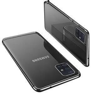 Samsung Galaxy A51 Luxury Plating Clear Case Matte Transparent Protective Gel Cover (Black)