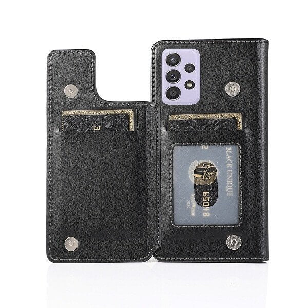 Samsung Galaxy A52s 5G SupRShield Wallet Leather Card Holder Flip Protective Shockproof Magnetic Case Cover (Black Style 2)