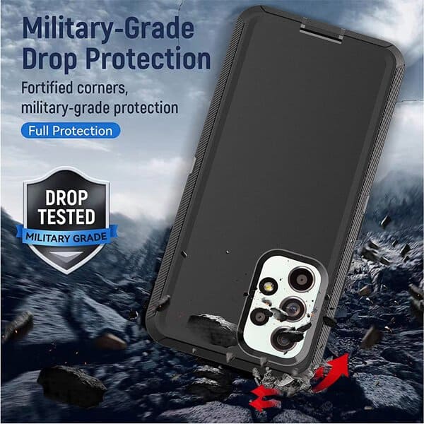 Samsung Galaxy A53 5G Case Drop Resistant Defender Tradies Heavy Duty Rugged Shockproof Tough Cover (Black)